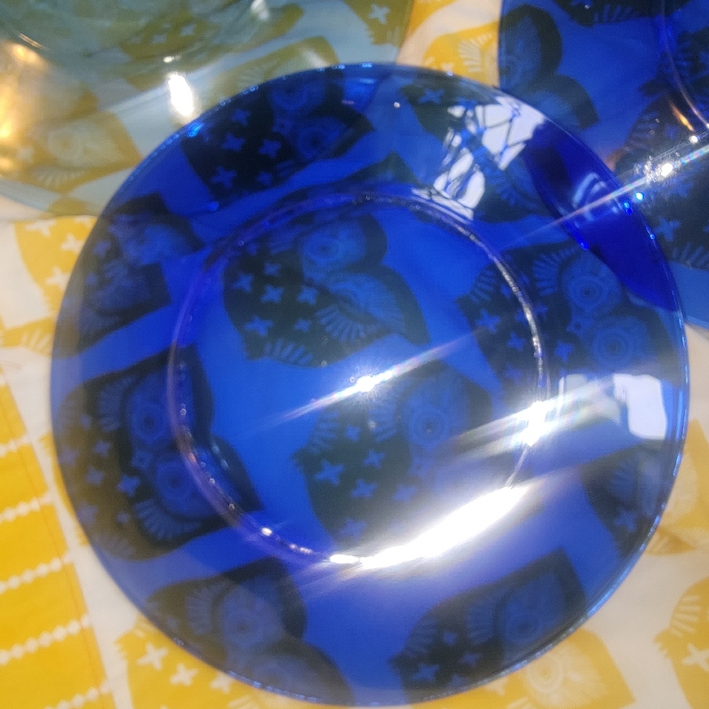Cobalt blue salad or desert plates. 8 inches  x 1 inch tall